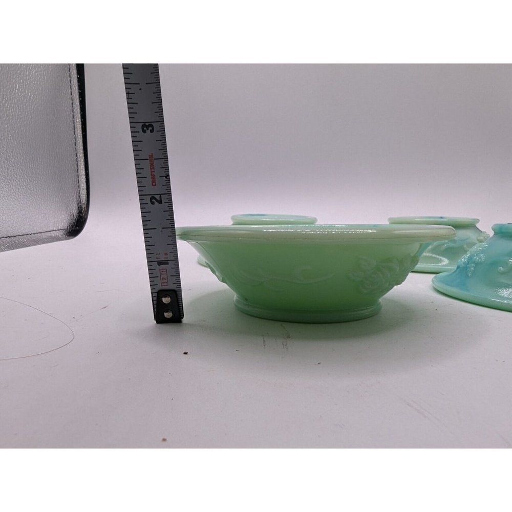 Vintage Avon Jadeite Green Slag Glass Bowls Set of 4 1970's - Picture 9 of 11
